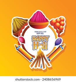 Happy Holi Festival Of Colors Illustration Of Colorful Gulal For Holi, In Hindi Holi Hain Meaning Its Holi