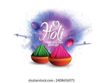 Happy Holi Festival Of Colors Illustration Of Colorful Gulal For Holi, In Hindi Holi Hain Meaning Its Holi