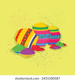 Happy Holi Festival Of Colors, Illustration Of Colorful Gulal For Holi