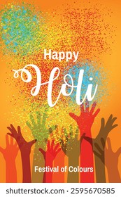 Happy Holi Festival Of Colors Illustration Of Colorful Gulal For Holi, Abstract colorful Happy Holi background card design for color festival of India celebration greetings.