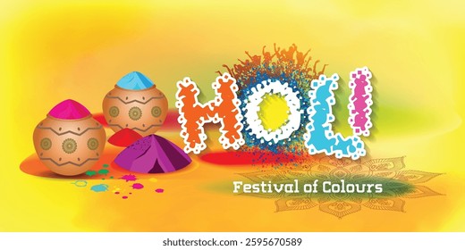 Happy Holi Festival Of Colors Illustration Of Colorful Gulal For Holi, Abstract colorful Happy Holi background card design for color festival of India celebration greetings.