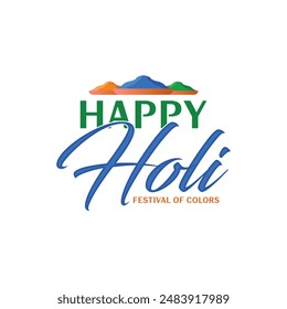 Happy Holi Festival of colors isolated on white