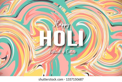 Happy Holi, Festival of Colors. Template element design for template, banner, poster, greeting card. Vector illustration in paper cut, craft, origami type with flat lay style.