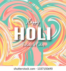 Happy Holi, Festival of Colors. Template element design for template, banner, poster, greeting card. Vector illustration in paper cut, craft, origami type with flat lay style.