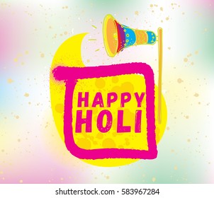 Happy Holi, festival of colors. Typography, colorful logo. Vector background, text design. Usable for banners, greeting cards, flyers and posters, etc