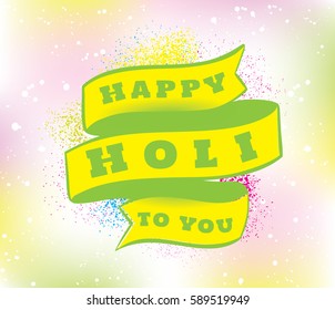 Happy Holi, festival of colors. Typography, colorful logo. Vector background, text design. Usable for banners, greeting cards, flyers and posters, etc