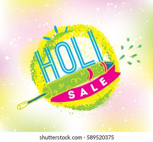 Happy Holi, festival of colors. Typography, colorful logo. Vector background, text design. Usable for banners, greeting cards, flyers and posters, etc