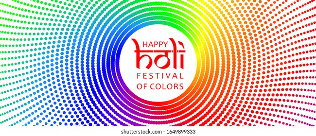Happy Holi festival of colors vector background with rainbow dots
