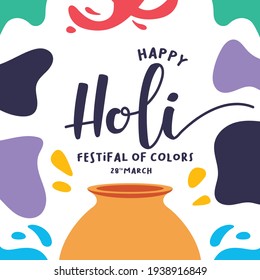Happy Holi Festival of colors. Vector elements for card design. Vector Illustration.