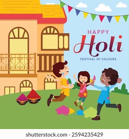 happy Holi festival of colour banner design template.