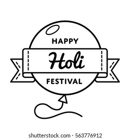 Happy Holi Festival day emblem isolated vector illustration on white background. 13 march indian traditional holiday event label, greeting card decoration graphic element