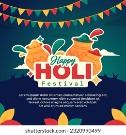 Happy holi festival design template for social media post