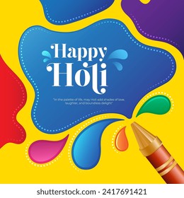 Happy Holi Festival Greeting Background Design with Vibrant Colors