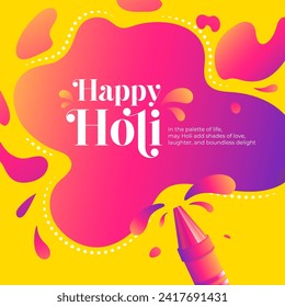 Happy Holi Festival Greeting Background Design with Vibrant Colors