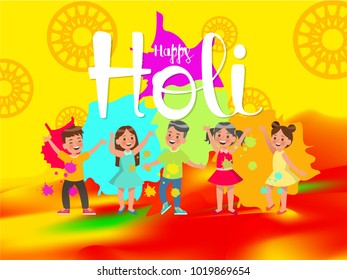 Happy holi festival greeting card and banner vector design
