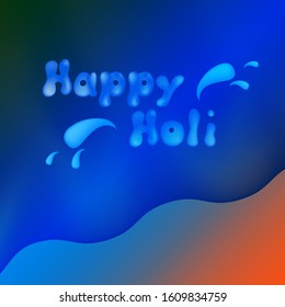 Happy Holi festival greeting vector design concept colorful liquid text effect