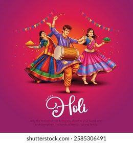 Happy Holi festival of India background. group of people celebrating Holi. abstract vector illustration banner design