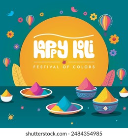 Happy Holi festival post colorful background