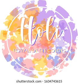 Happy Holi festival poster design with colorful background illustration