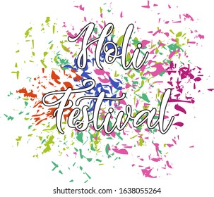 Happy Holi festival poster design with colorful background illustration