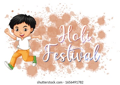 Happy Holi festival poster design with colorful background illustration