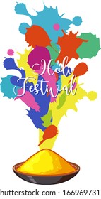 Happy Holi festival poster design with colorful background illustration