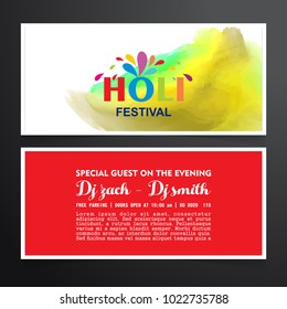 happy holi festival. red and white holi banners having creative typography and sample text