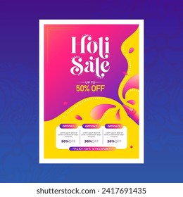 Happy Holi Festival Sale Poster Design Layout with Vibrant Colors