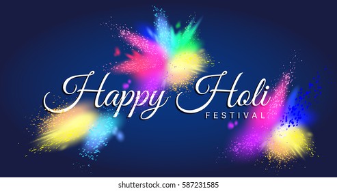 Happy Holi festival test with beautiful colorful Gulal