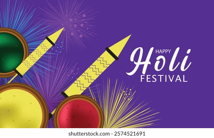 Happy Holi festival vector illustration banner design