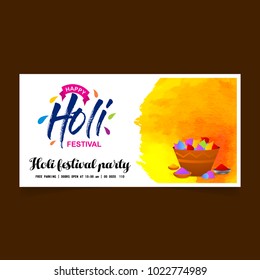 happy holi festival. white holi banner having watercolor, creative typography and sample text