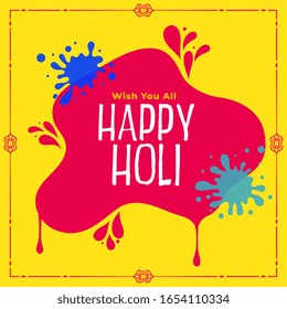 happy holi festival wishes greeting card design