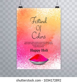 Happy holi festival.holi brochure splash colorful watercolors background