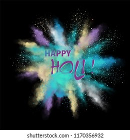 Happy Holi festive background. Illustration of colourful powder explosion