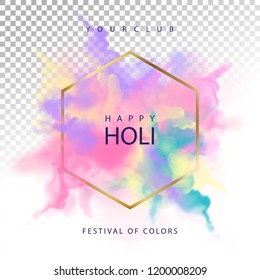 Happy Holi festive background. Illustration of colourful watercolor splash