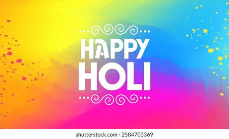 Happy Holi festive banner. Indian Festival of colors. Holi powder paints background. Vector illustration.