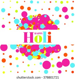 Happy Holi festive poster. Indian holiday vector illustration with creative bright grainy texture background. Perfect for greeting cards and banners.
