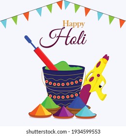 	
Happy holi flat design concept background