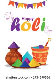 	
Happy holi flat design concept background