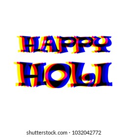 Happy Holi font in 3d abstract colour and font