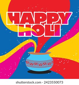 Happy Holi Greeting Background Template Vector Illustration