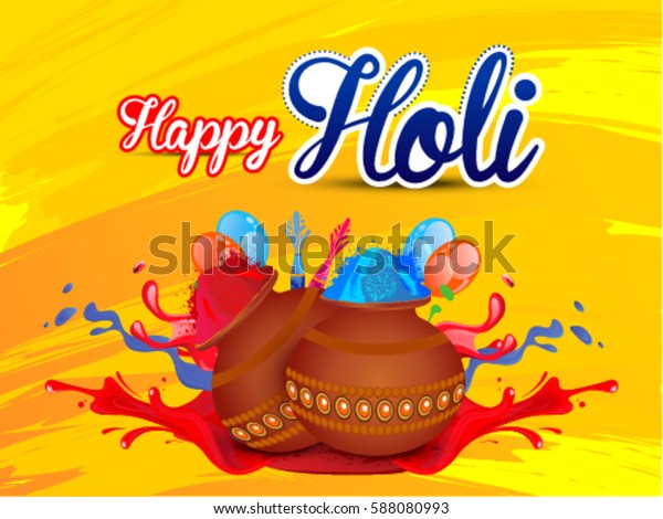 Happy Holi Greeting Card Pichkari Color Stock Vector ...