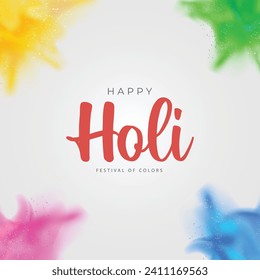 Happy Holi Greeting Card and Social Media Post. Holi Festival of Colors Celebration Flyer with Holi Colors Vector Illustration