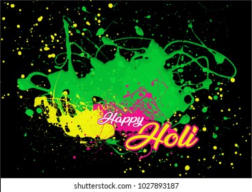 Happy holi greeting with colours