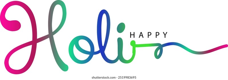 Saudação Holi Feliz com Tipografia Holi Criativa, vetor de texto gradiente Holi Feliz, texto Holi