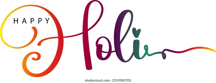 Saudação Holi Feliz com Tipografia Holi Criativa, vetor de texto gradiente Holi Feliz, texto Holi