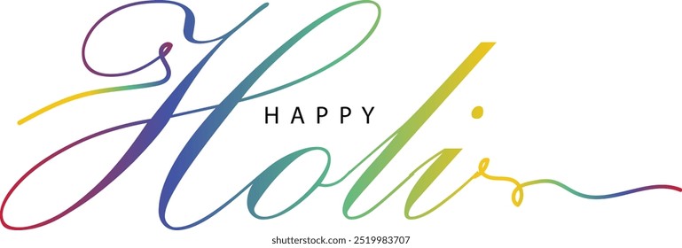 Saudação Holi Feliz com Tipografia Holi Criativa, vetor de texto gradiente Holi Feliz, texto Holi