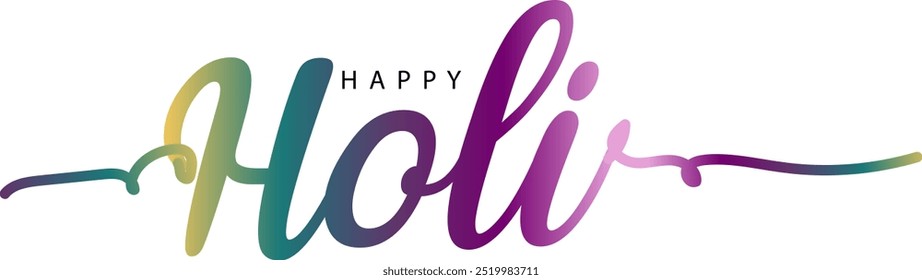 Happy Holi Greeting with Creative Holi Typography, Happy Holi gradient text vector, Holi text