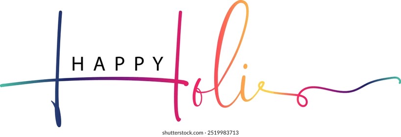 Happy Holi Greeting with Creative Holi Typography, Happy Holi gradient text vector, Holi text