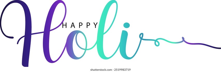 Happy Holi Greeting with Creative Holi Typography, Happy Holi gradient text vector, Holi text